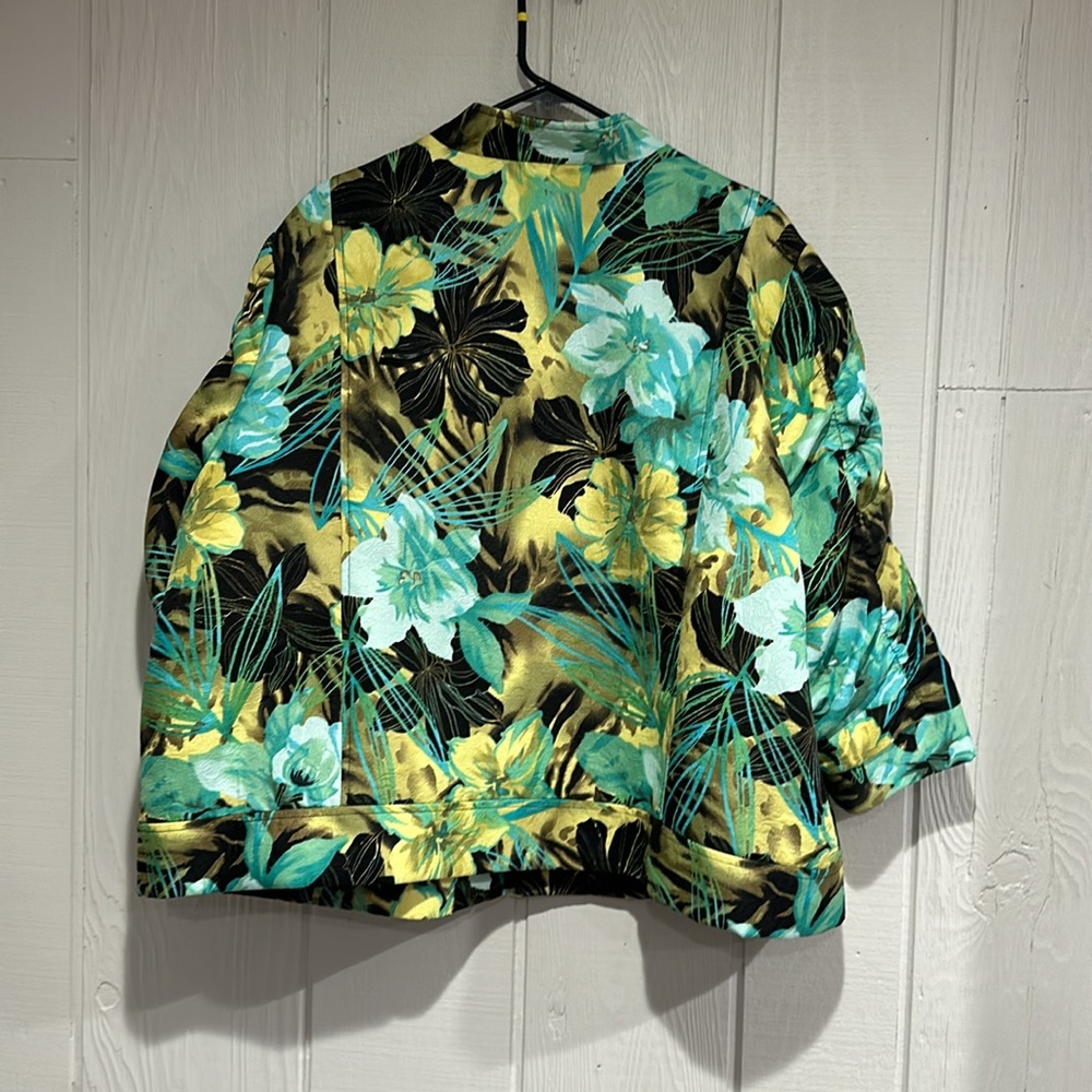 Erin London Floral Women's Jacket - Green and Yellow - Picture 8 of 8